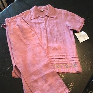 Two piece button up top and pants